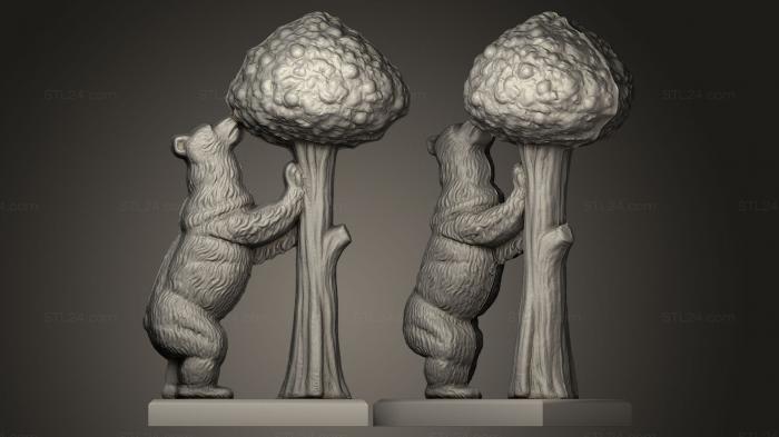 Статуэтки животных (Медведь с деревом, STKJ_0002) 3D модель для ЧПУ станка